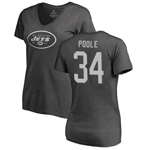 New York Jets Ash Women Brian Poole One Color NFL Football #34 T Shirt->nfl t-shirts->Sports Accessory